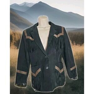Oakridge Women's 10 Black Suede Leather Fringe Southwestern Jacket Rodeo Ranch